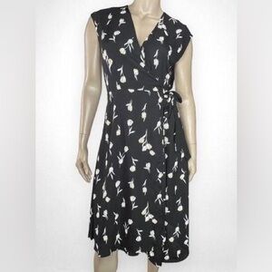 Banana Republic Floral Black Wrap Dress Size 00P